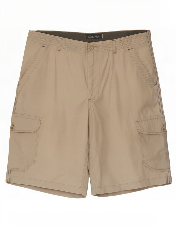 Marks & Spencer Herre Cargo Shorts Large W34 Beige Bomuld