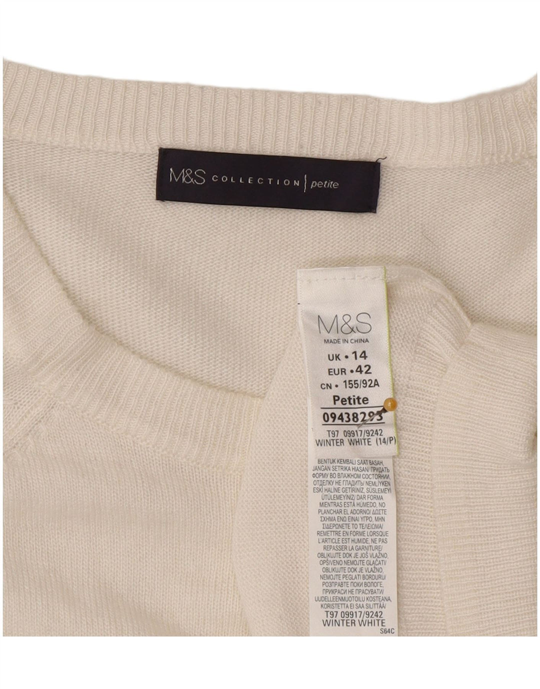 Marks & Spencer Dame sweater med rund hals DK 14 Stor Off White