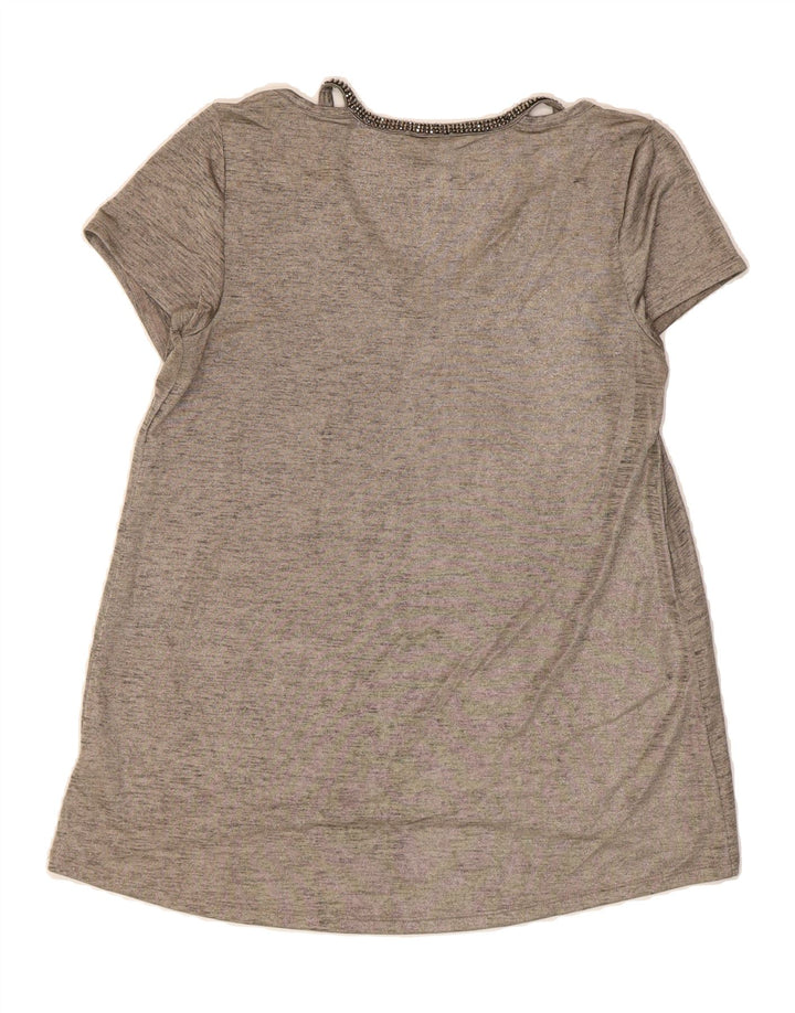 JUICY COUTURE Womens Blouse Top UK 14 Medium Grey Flecked Polyester Vintage Juicy Couture and Second-Hand Juicy Couture from Messina Hembry 