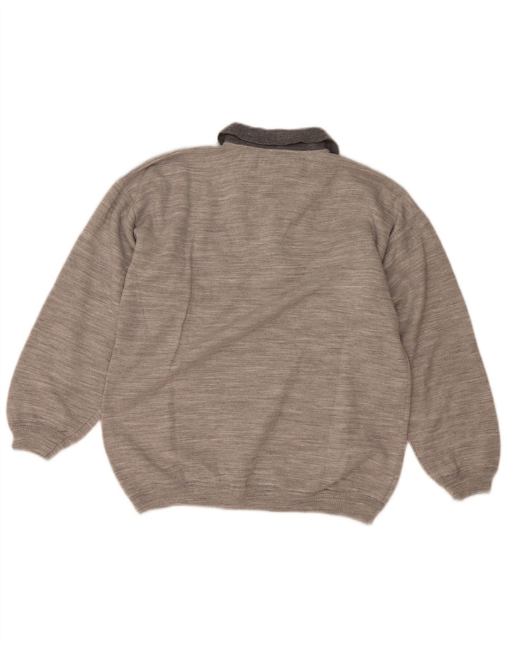 Jack Daniels Herre Polo Neck Sweatshirt Jumper Medium Grå Flecked