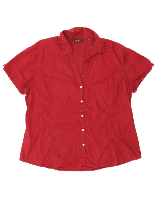 EDDIE BAUER Kortærmet skjorte til kvinder UK 18 XL Bourgogne bomuld