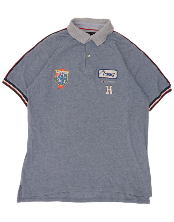 Tommy Hilfiger Herre grafisk poloshirt Stor blå bomuld