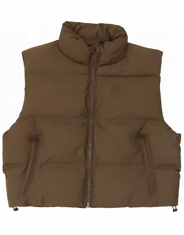 Zara Womens Polstret Gilet UK 14 Medium Khaki Polyester