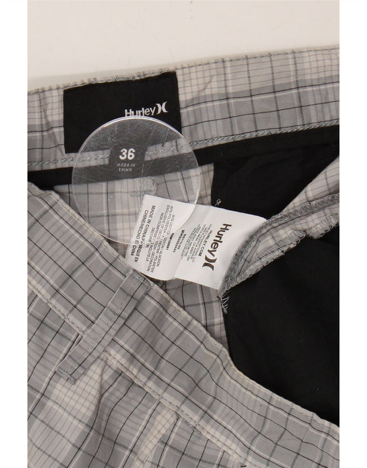 HURLEY Mens Chino Shorts W36 Large  Grey Check Cotton Vintage Hurley and Second-Hand Hurley from Messina Hembry 