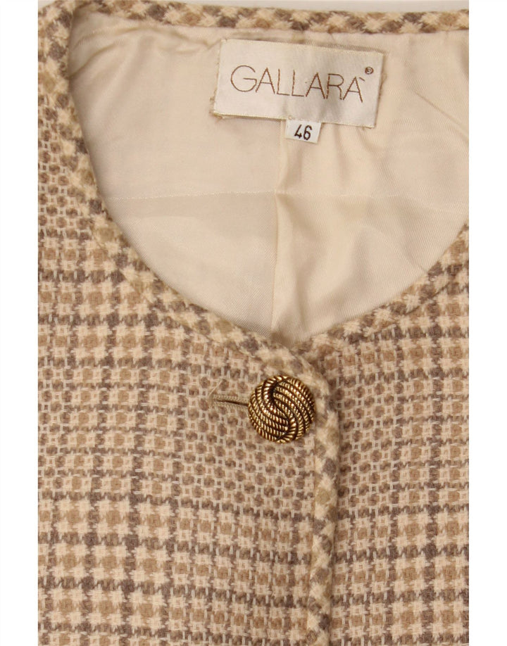 GALLARA Dame 4-knaps blazerjakke IT 46 Large Beige Houndstooth