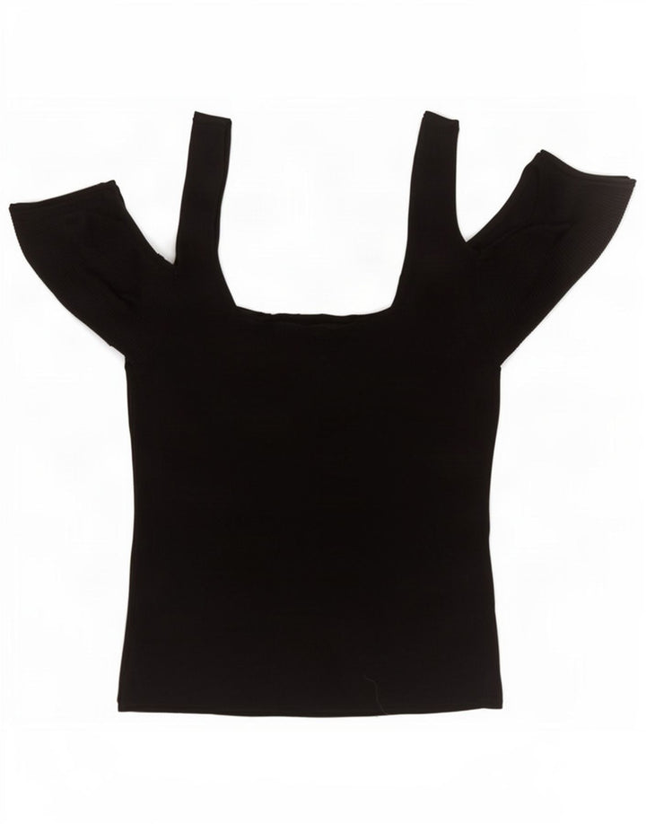Topshop Dame Off Shoulder Top UK 10 Small Black Viscose