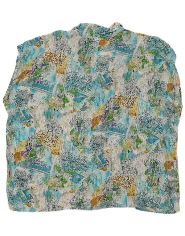 Vintage Dame Ærmeløs Oversized Skjorte Bluse IT 50 XL Blue Floral