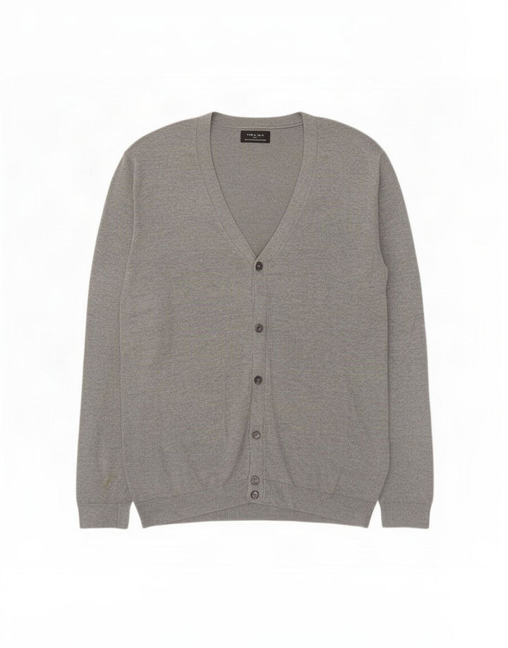 Zara Herre Cardigan Sweater Large Grå Flecked