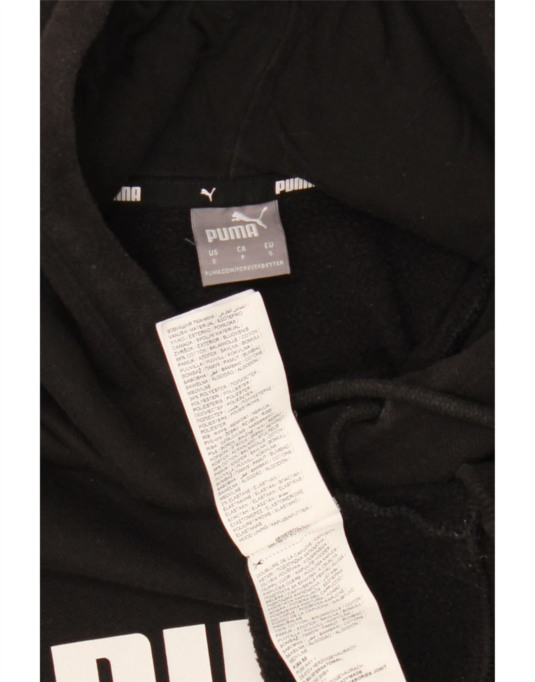 PUMA Grafisk hættetrøje til kvinder UK 10 Lille sort bomuld