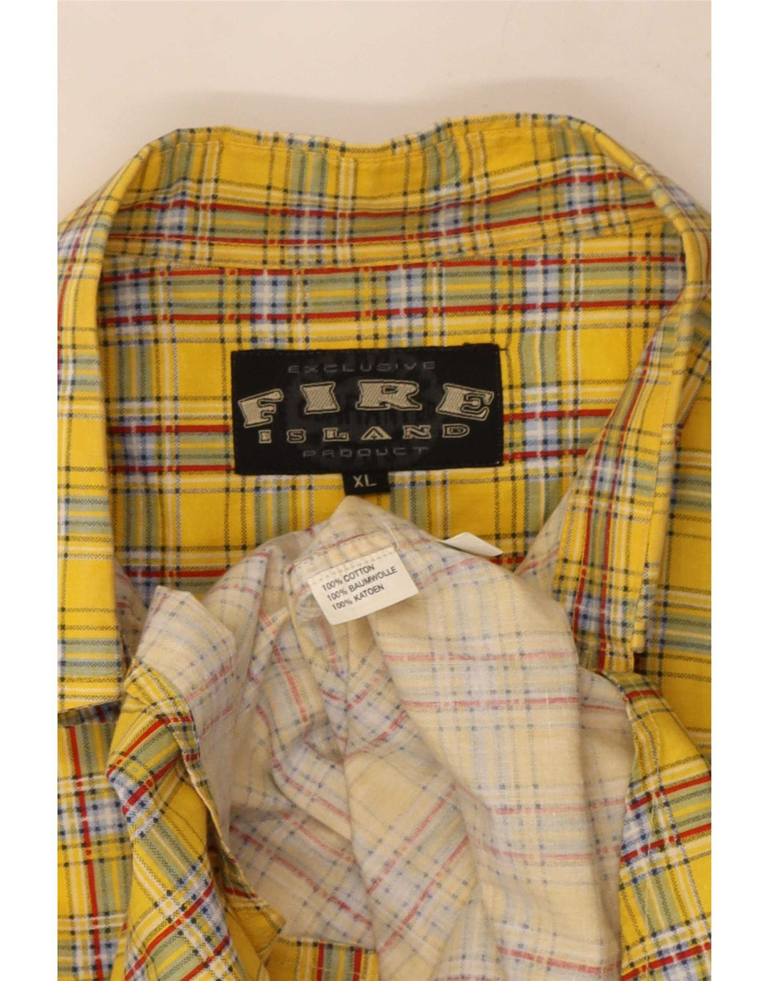 Vintage herreskjorte XL gul ternet bomuld