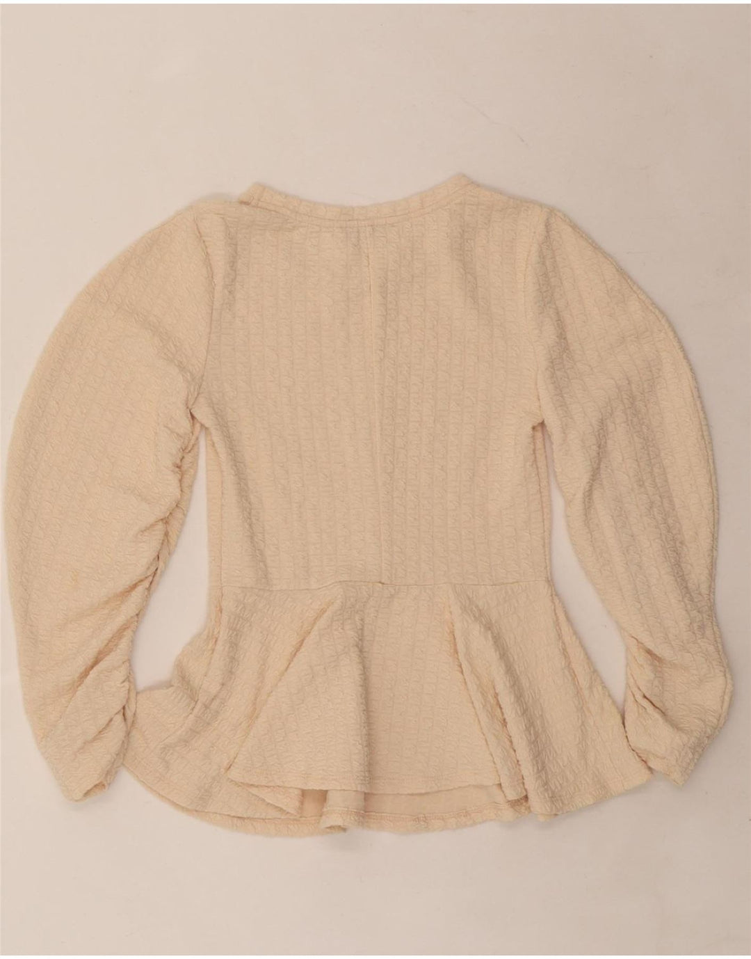 ZARA Womens Long Sleeve Blouse Top UK 8 Small Beige Polyester