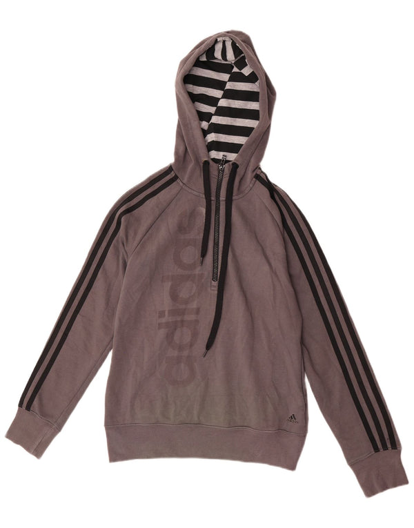Adidas Womens Climalite Graphic Hoodie Jumper UK 4/6 XS Grå Bomuld