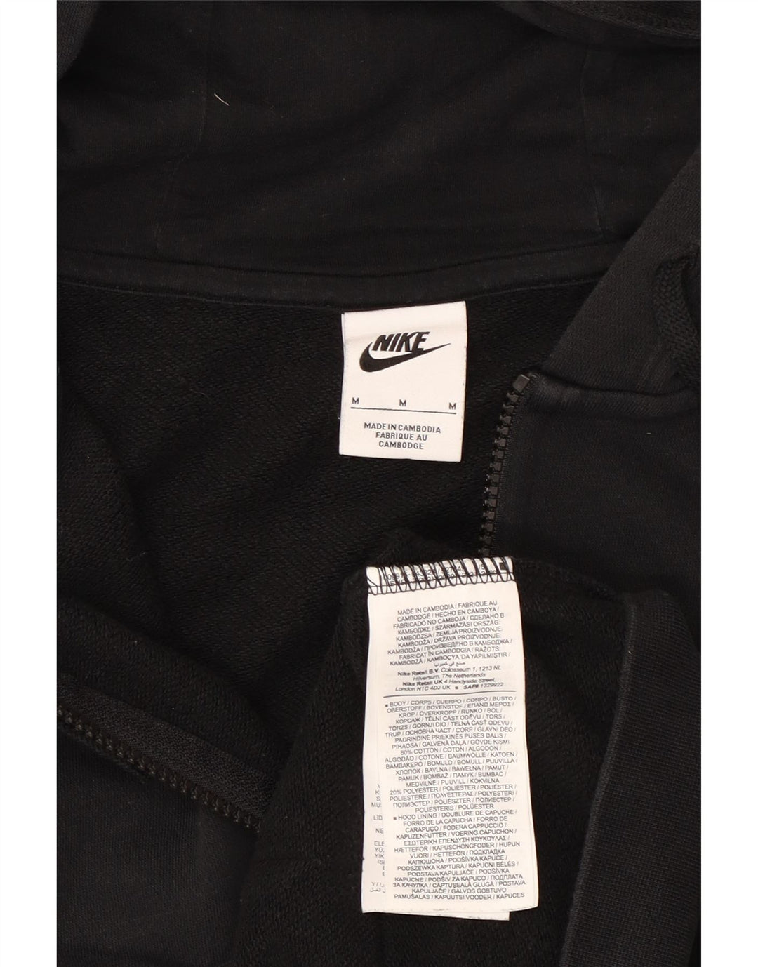 Nike hættetrøje med lynlås til kvinder UK 14 Medium Sort bomuld