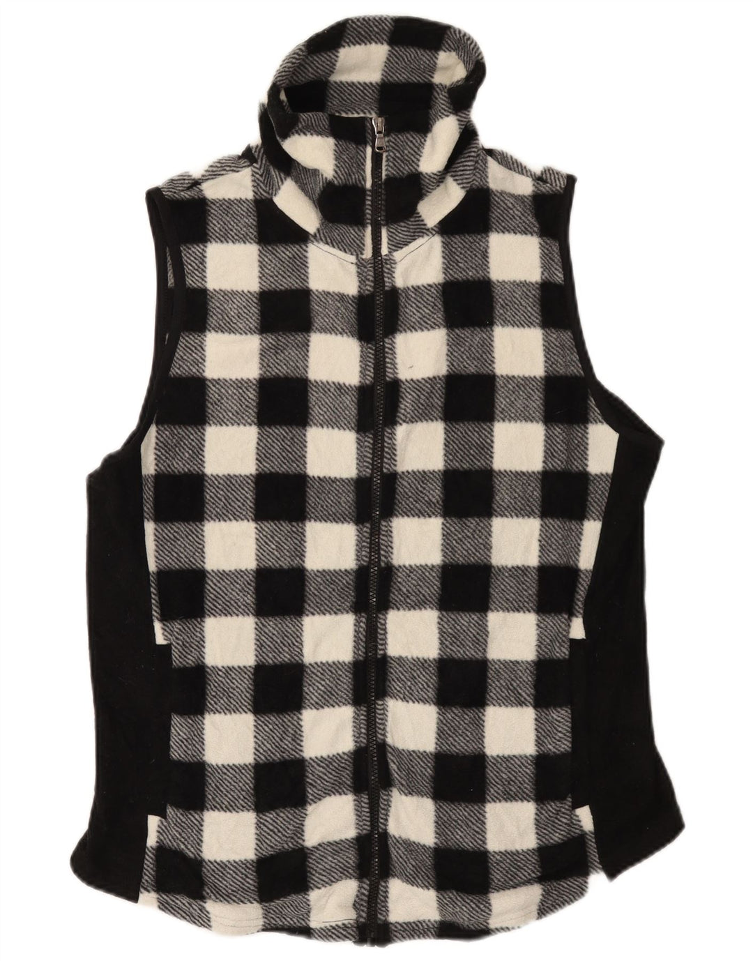 Chaps Dame Fleece Gilet UK 16 Large Black Gingham Polyester