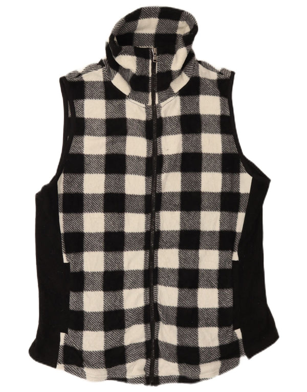 Chaps Dame Fleece Gilet UK 16 Large Black Gingham Polyester