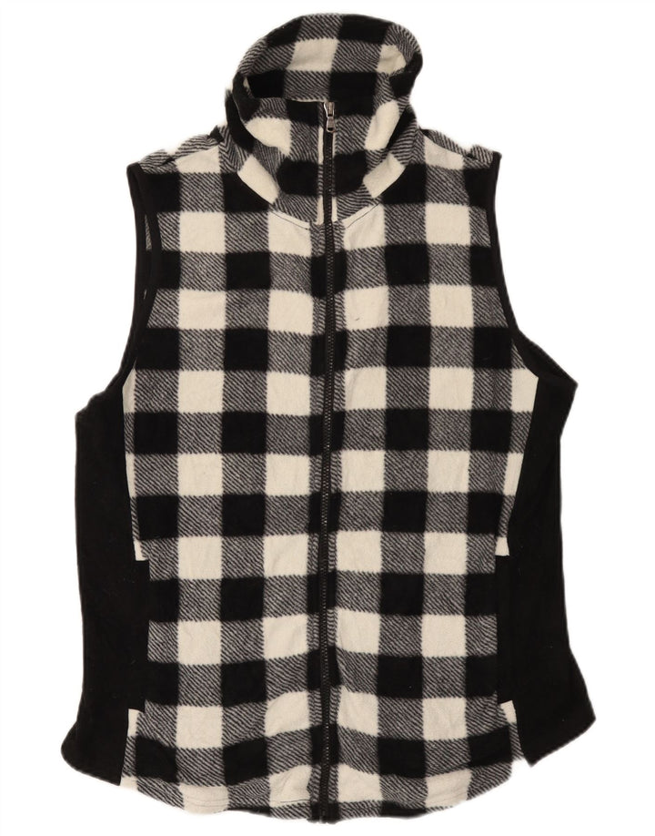Chaps Dame Fleece Gilet UK 16 Large Black Gingham Polyester