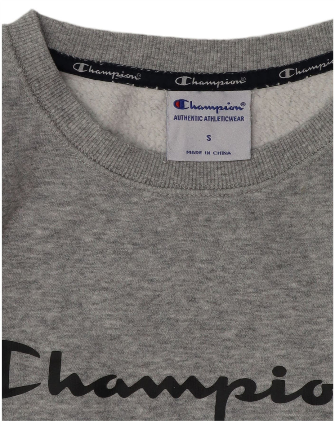 Champion Dame Grafisk Sweatshirt Jumper UK 10 Small Grey Flecked
