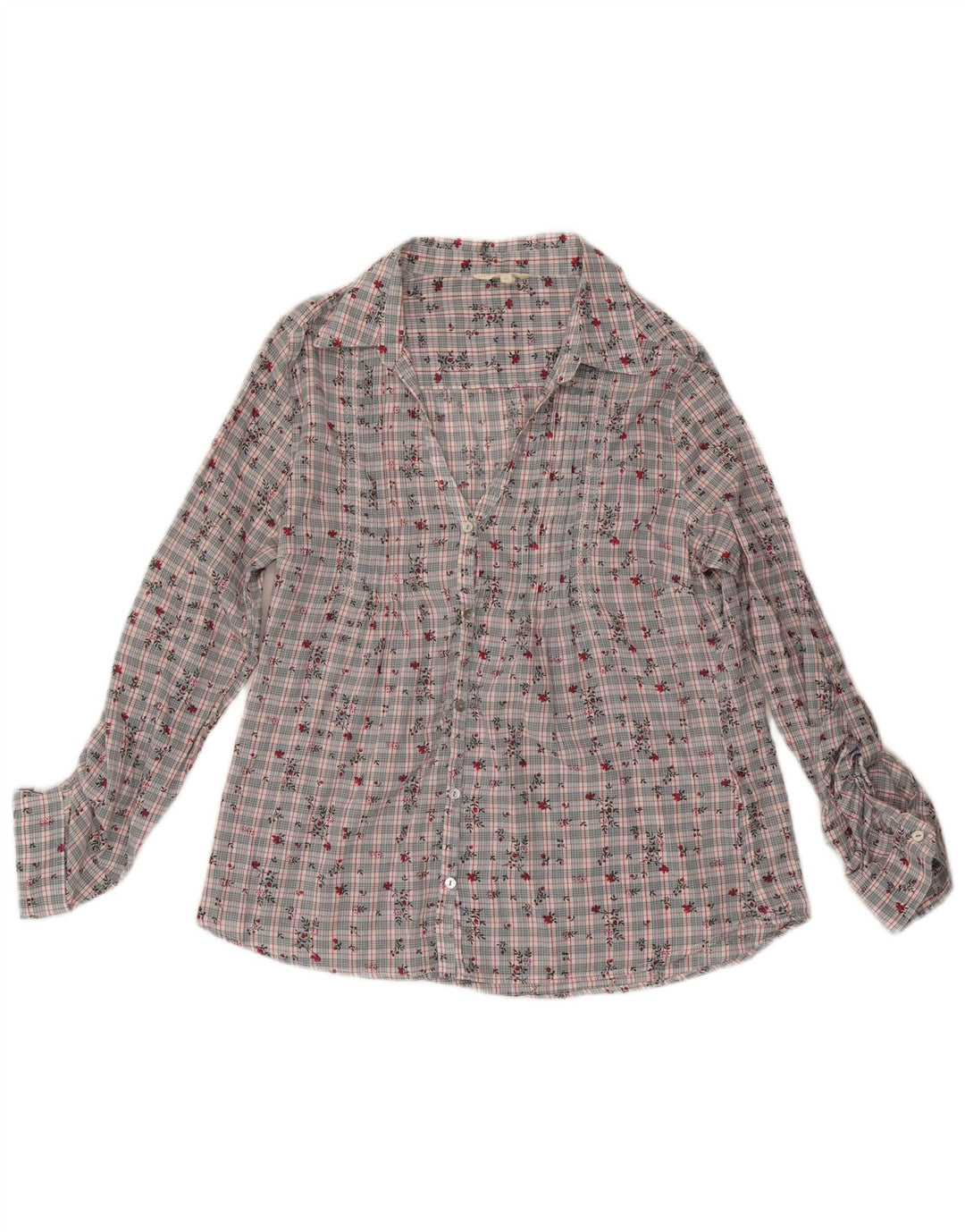 White Stuff Womens Shirt Bluse UK 14 Medium Grey Floral Cotton