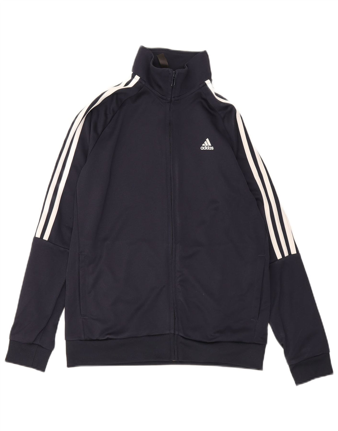ADIDAS Boys Tracksuit Top Jacket 13-14 Years Navy Blue Polyester Sports