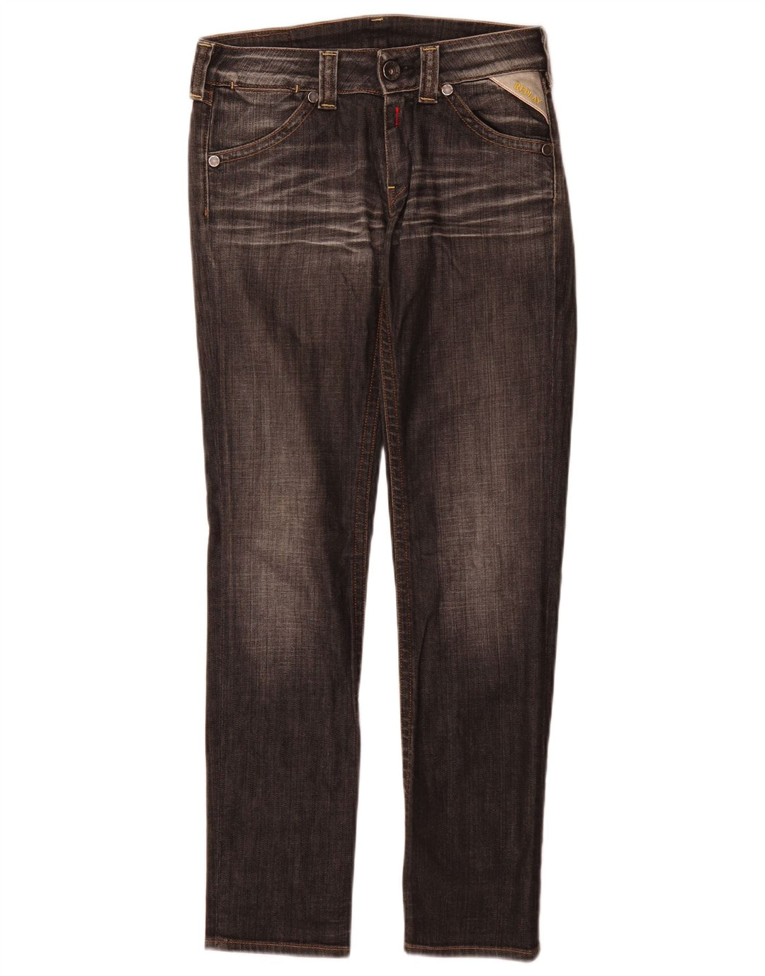 Replay Dame Slim Jeans W26 L30 Grå Bomuld