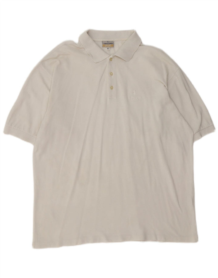 TRUSSARDI herre poloshirt XL hvid bomuld