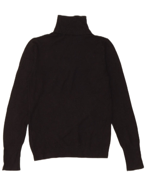 Zara Dame Rullehals Sweater UK 8 Small Black Viscose