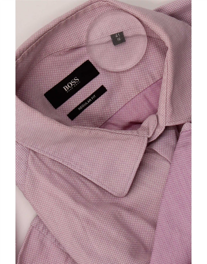 Hugo Boss Herre Regular Fit skjorte str. 41 16 Large Pink Spotted