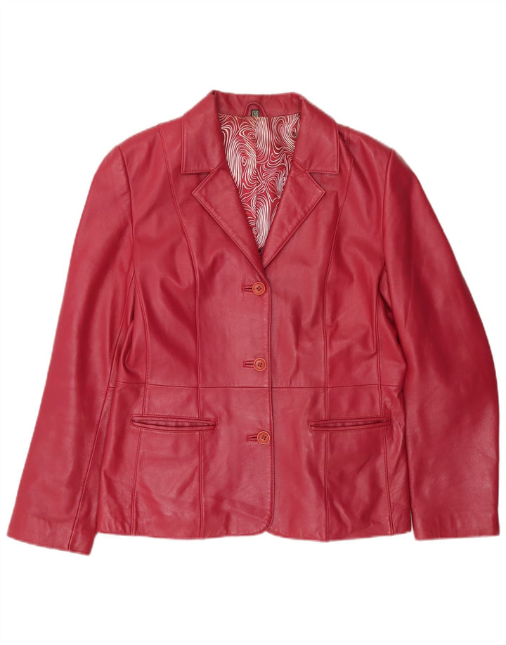 Vintage dame 3-knaps læder blazerjakke EU 38 Medium Pink læder