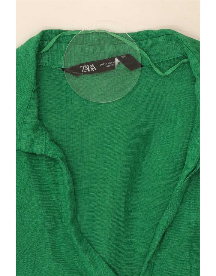 Zara Dameskjorte UK 14 Medium Green Linen