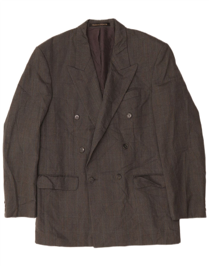 Marks & Spencer Herre Double Breasted Blazer Jacket UK 40 Medium Grey