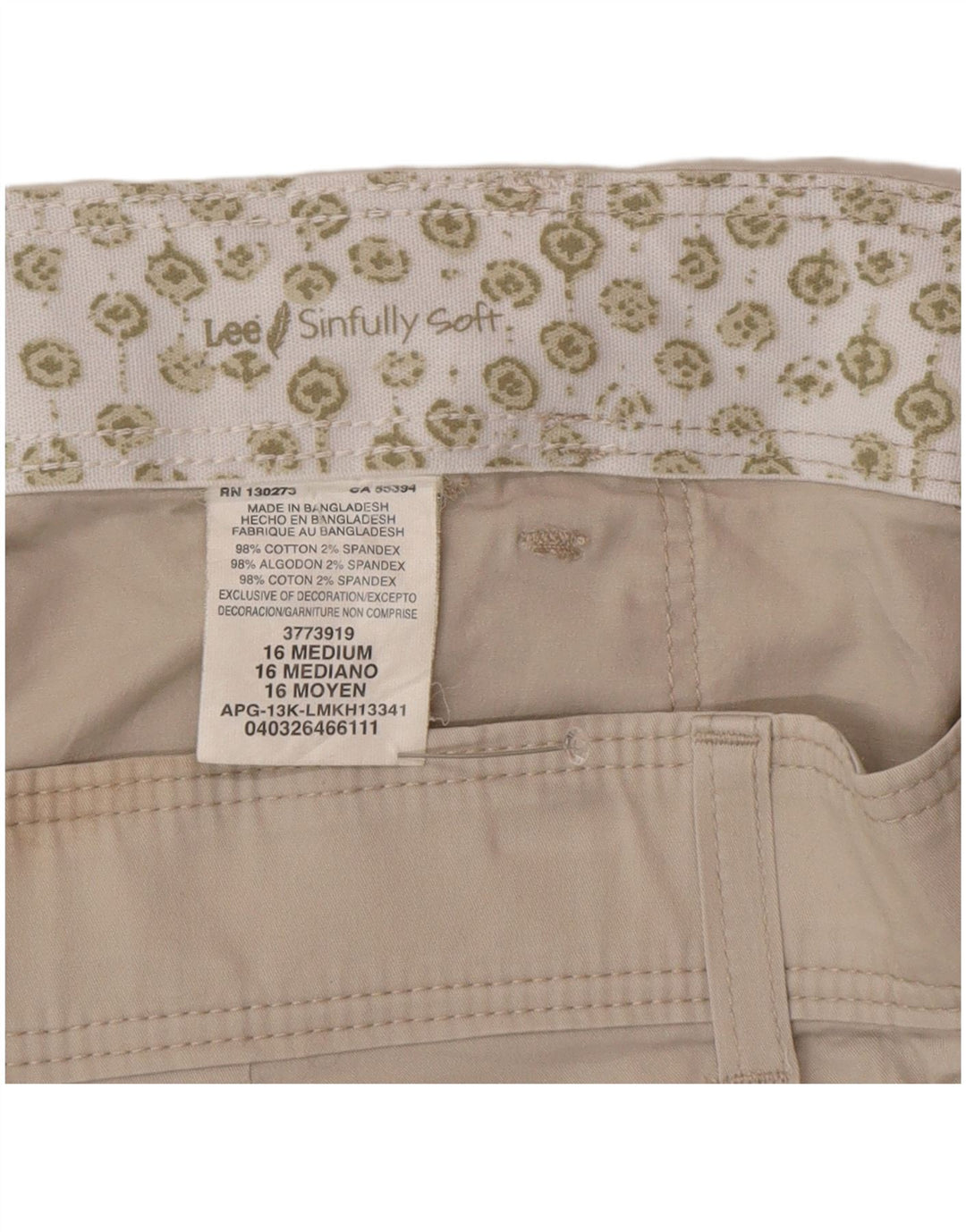 Lee Dame Cargo Shorts US 16 2XL W36 Beige Bomuld