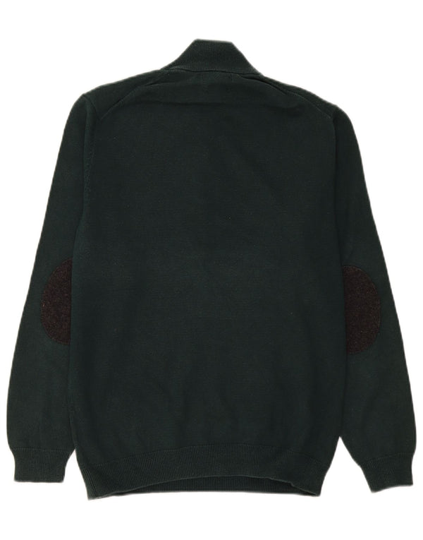 Massimo Dutti Herre Zip Neck Jumper Sweater Medium Grøn Bomuld