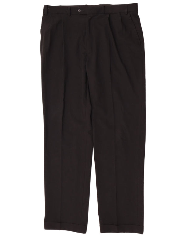 Marks & Spencer Herre Regular Suit Bukser W38 L33 Sort Polyester