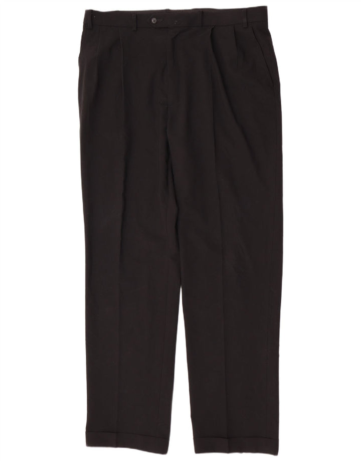 Marks & Spencer Herre Regular Suit Bukser W38 L33 Sort Polyester
