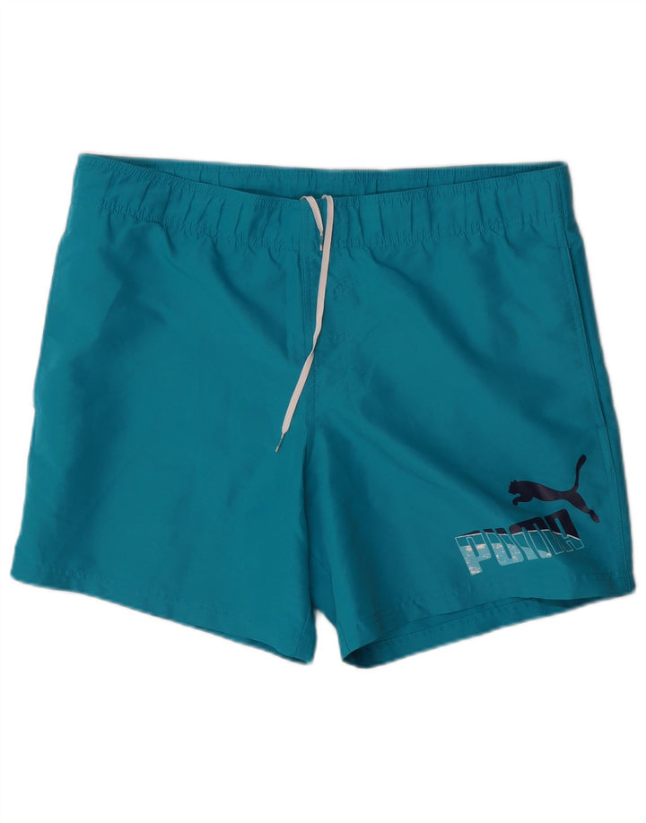 Puma Herre grafiske svømmeshorts Medium Blue Polyester