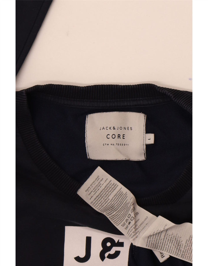 Jack & Jones grafisk sweatshirt til mænd, stor marineblå bomuld
