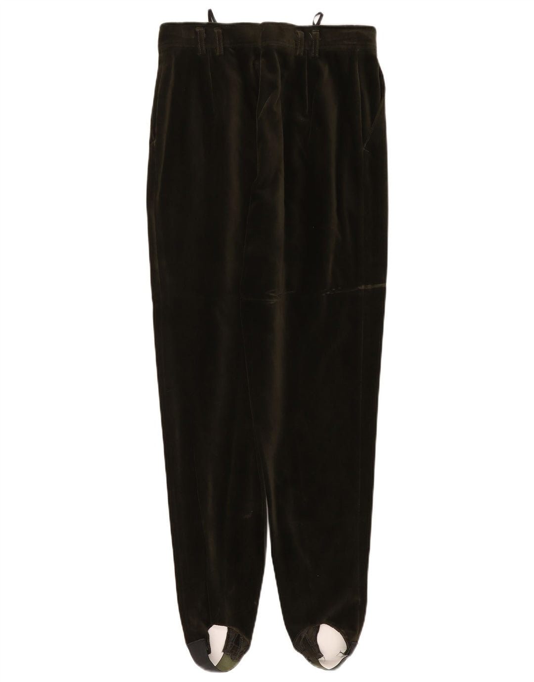 VINTAGE Dame Stigbøjlen Velvet Bukser EU 40 Medium W27 L29 Grøn Bomuld