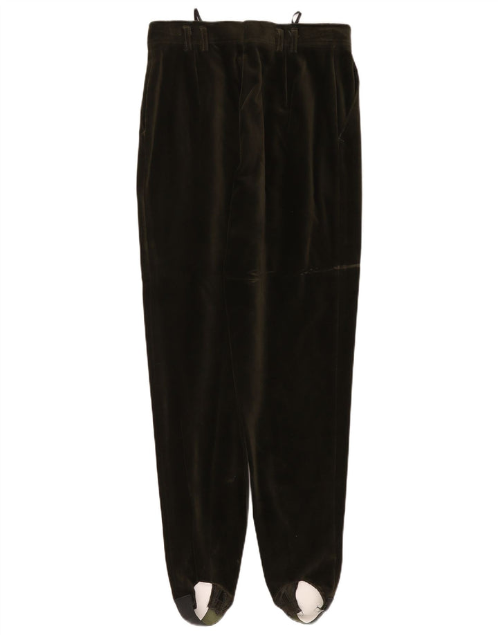 VINTAGE Dame Stigbøjlen Velvet Bukser EU 40 Medium W27 L29 Grøn Bomuld