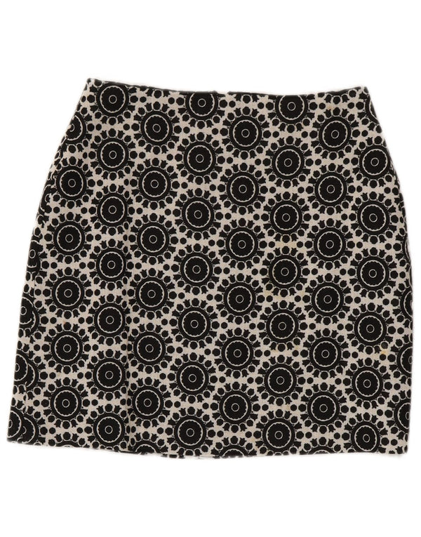 Marks & Spencer Womens Pencil Skirt UK 8 Small W28 Black Geometric Bomuld