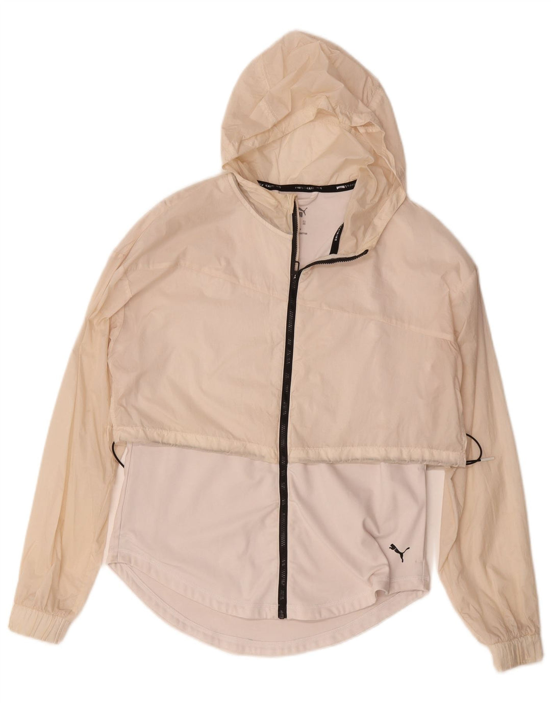Puma oversize regnjakke med hætte til kvinder DK 6 XS Off White Nylon