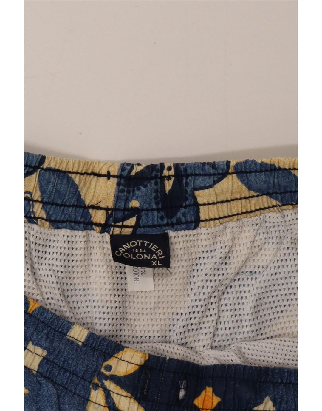 VINTAGE Badeshorts til mænd XL Blå geometrisk bomuld
