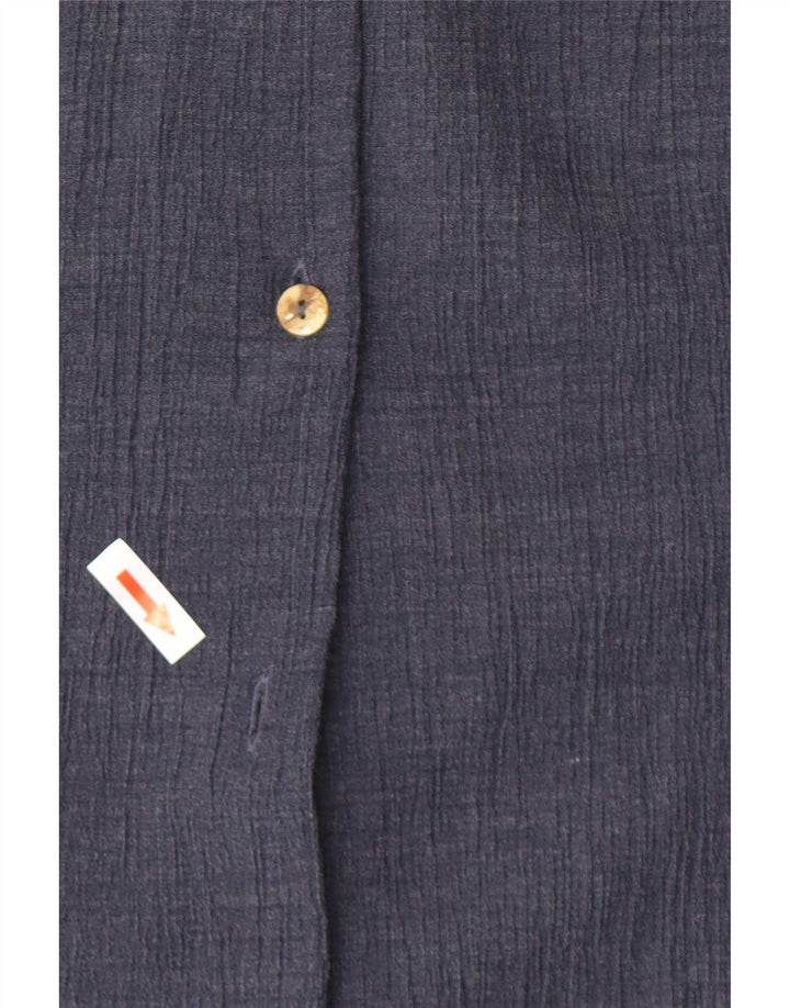 Benetton Womens Longline Shirt UK 16 Large Navy Blue Polyester