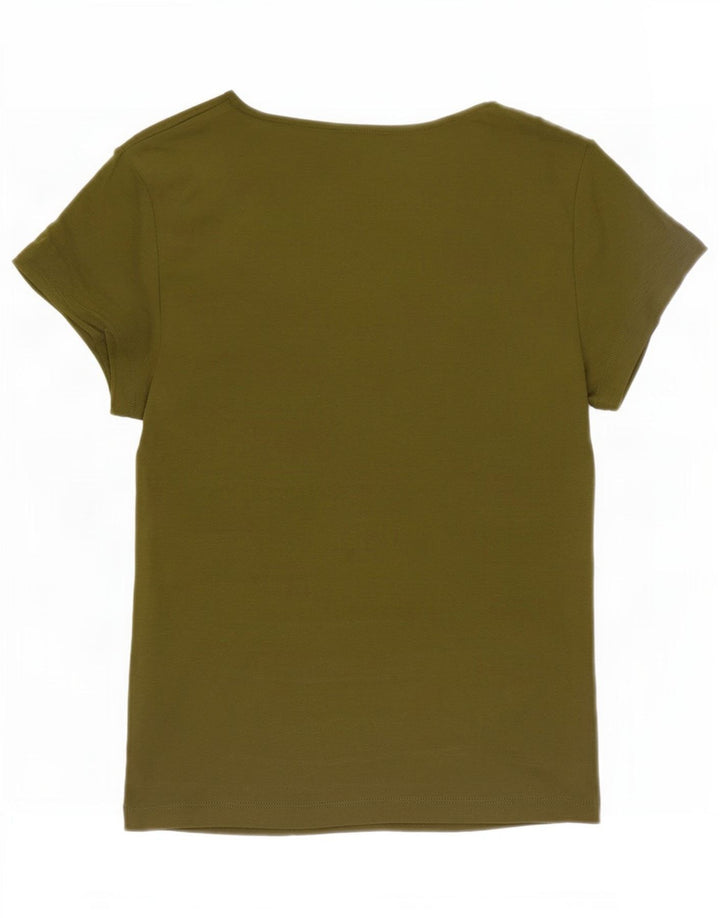 Marks & Spencer Dame T-Shirt Top UK 10 Small Khaki Cotton