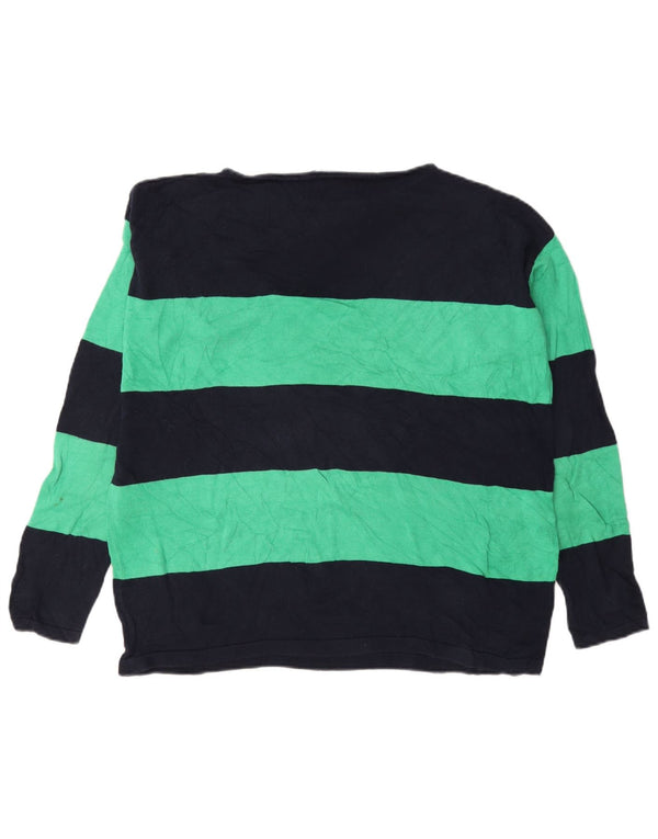 Chaps Dame Boat Neck Jumper Sweater UK 16 Large Navy Blue Colourblock
