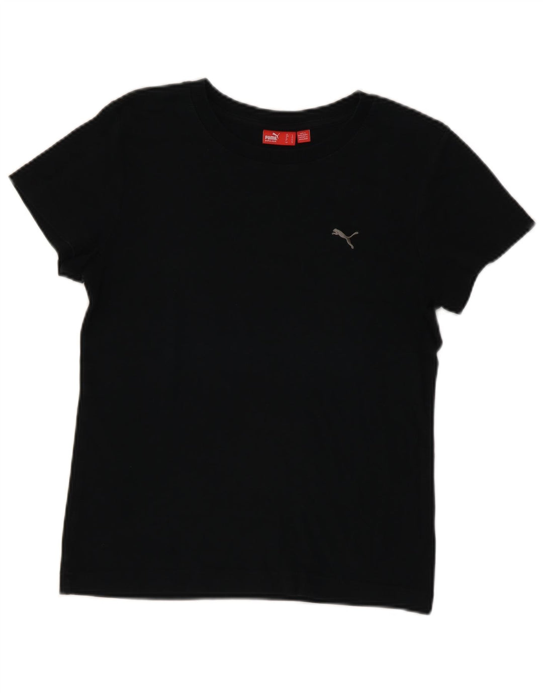 Puma T-Shirt Top UK 14 Medium Sort Bomuld