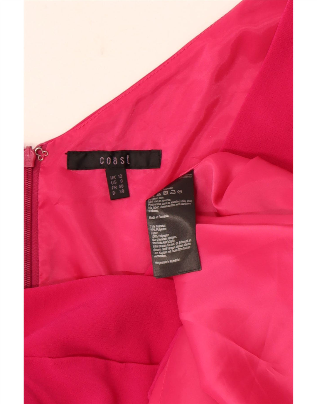 Coast Kvinders Ærmeløs Skede Kjole UK 12 Medium Pink Triacetat