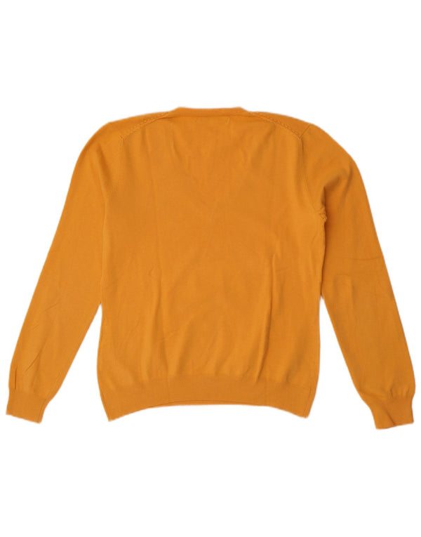 Tommy Hilfiger Dame V-hals sweater UK 12 Medium Gul Bomuld