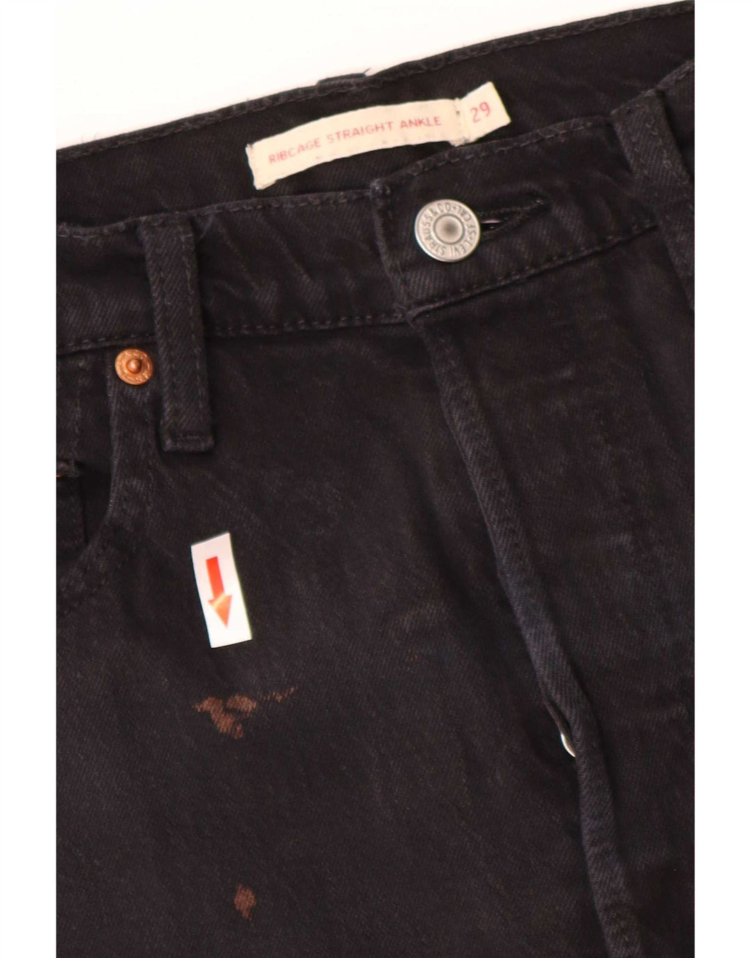 Levi's Dame Ribcage Straight Jeans W29 L27 Sort Bomuld