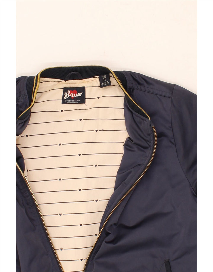 SCOTCH & SODA Girls Bomber Jacket 13-14 Years Navy Blue Polyester Vintage Scotch & Soda and Second-Hand Scotch & Soda from Messina Hembry 