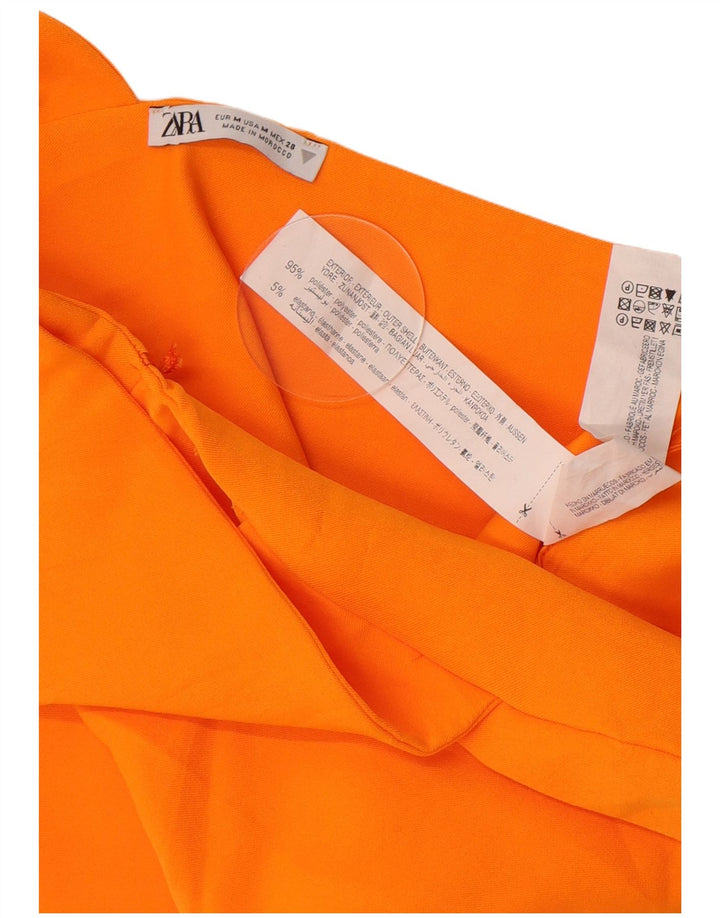 Zara Womens Crop One Shoulder Top UK 12 Medium Orange Polyester